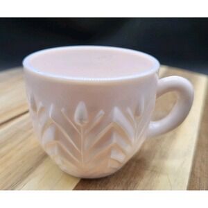 Vintage Replacement Punch Cup 1950 Jeannette Shell Pink Milk Glass Feather Patte